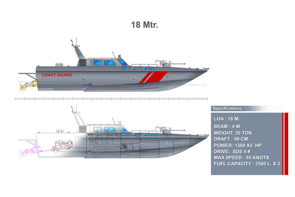 18m patrol boat specification drawing